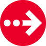 Icon of a arrow pointing right inside of a red circle