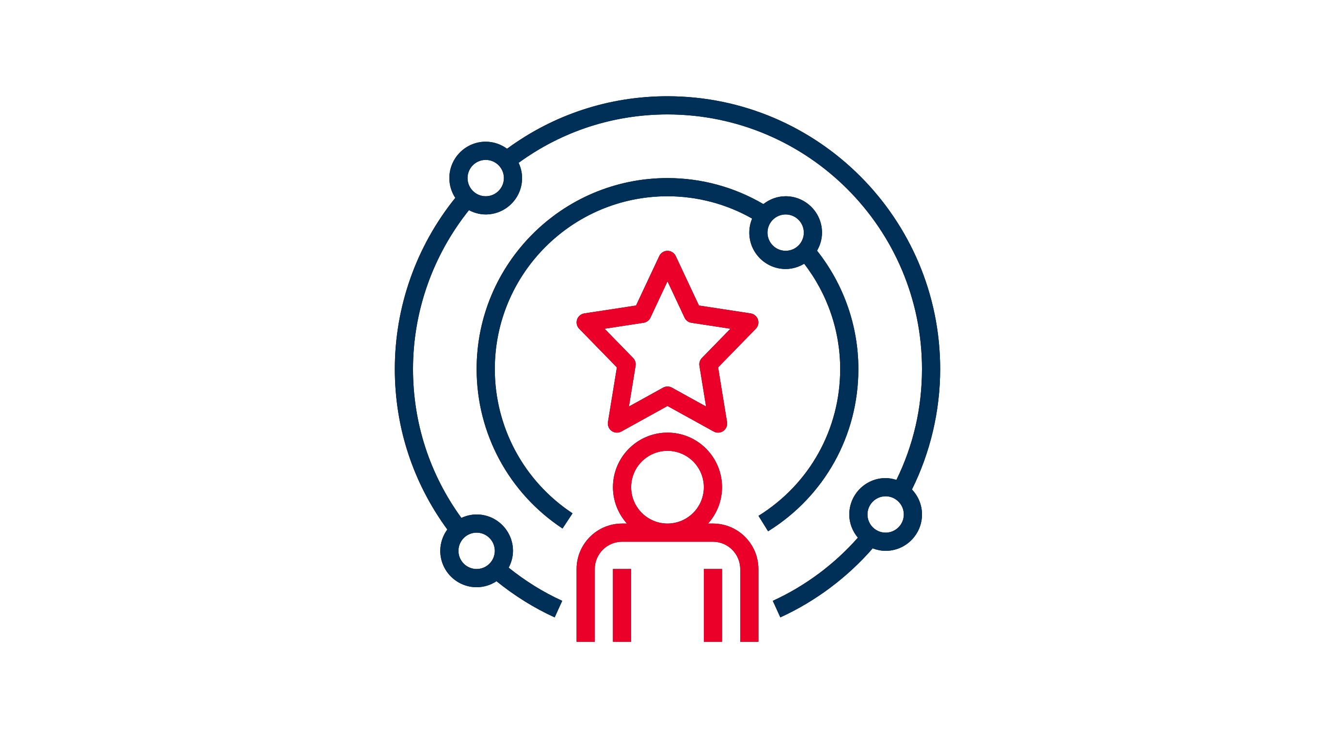 Icon of a person underneath a red star and two blue circles